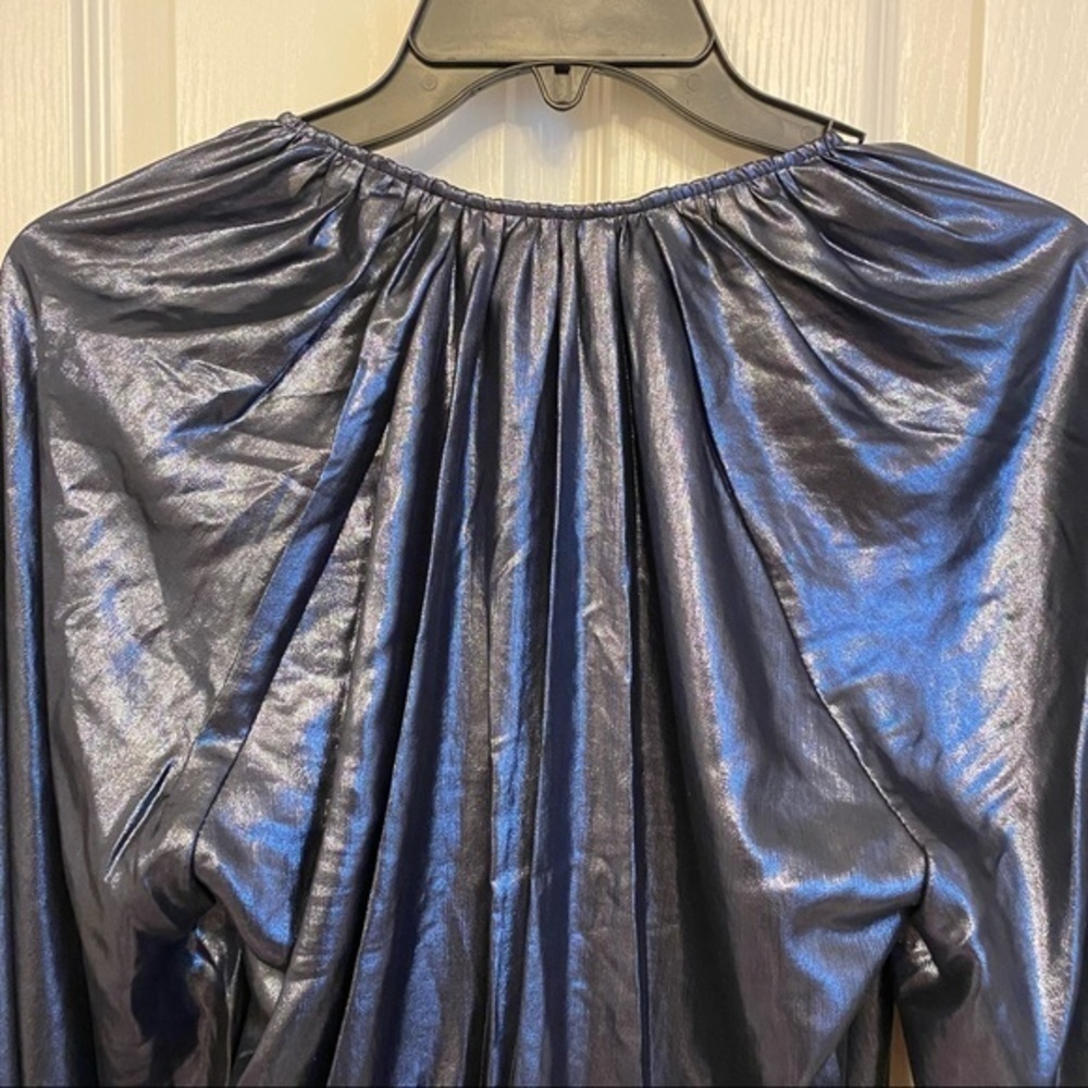 Parker Sheridan Metallic Wrap Blouse NIGHT SKY XS - Picture 12 of 13